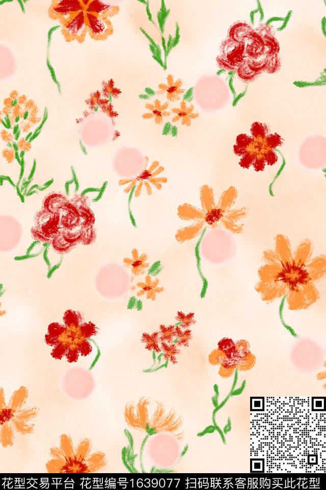 小清新清爽底花卉花卉数码印花华亿平台下载（图片编号: 1639077） - 瓦栏（Walan）