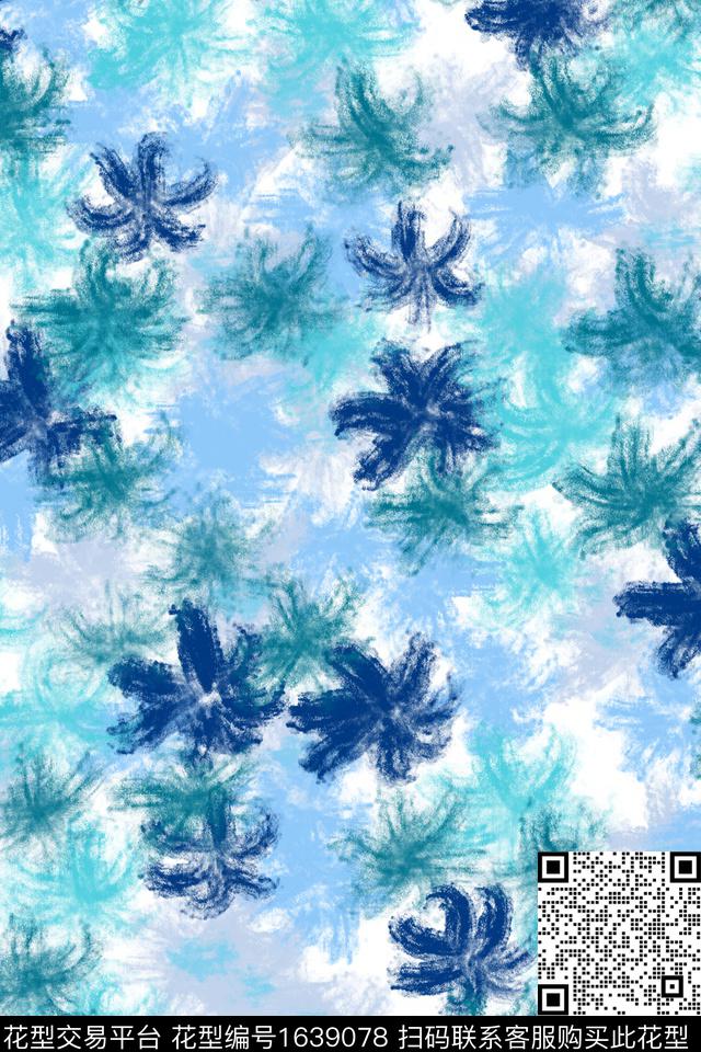 小清新清爽底花卉花卉数码印花华亿平台下载（图片编号: 1639078） - 瓦栏（Walan）