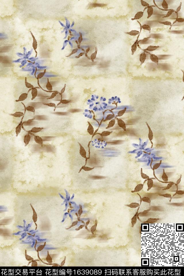 侘寂花卉朦胧花卉数码印花华亿平台下载（图片编号: 1639089） - 瓦栏（Walan）