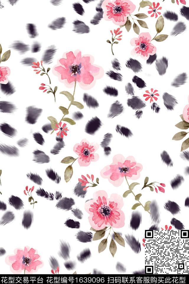 花卉水彩花卉抽象数码印花华亿平台下载（图片编号: 1639096） - 瓦栏（Walan）