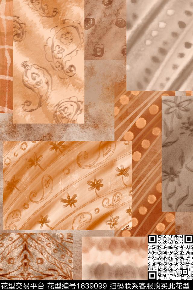 民族风侘寂花卉数码印花华亿平台下载（图片编号: 1639099） - 瓦栏（Walan）