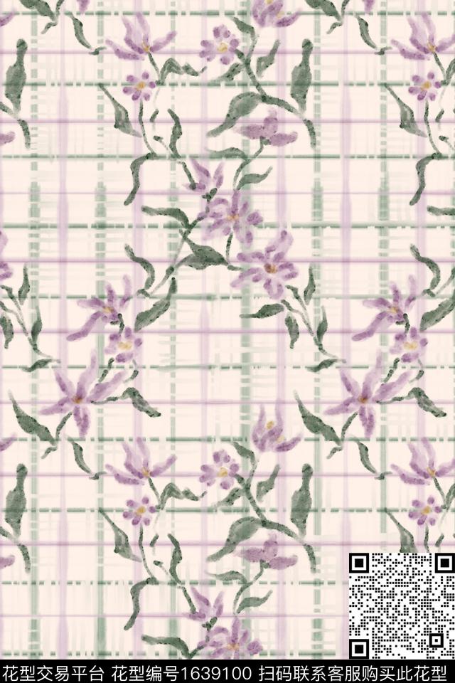 花卉肌理线条花卉数码印花华亿平台下载（图片编号: 1639100） - 瓦栏（Walan）