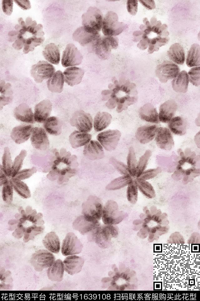 侘寂花卉肌理数码印花华亿平台下载（图片编号: 1639108） - 瓦栏（Walan）