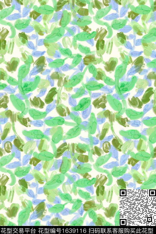 小清新清爽底花卉绿植树叶数码印花华亿平台下载（图片编号: 1639116） - 瓦栏（Walan）