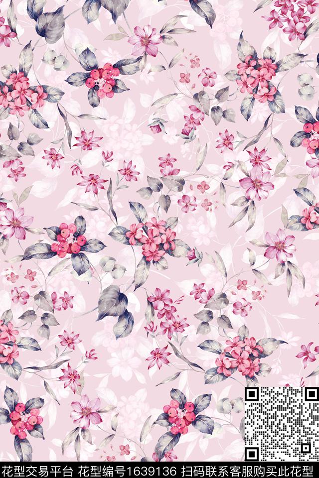 满版散花花卉小碎花数码印花华亿平台下载（图片编号: 1639136） - 瓦栏（Walan）