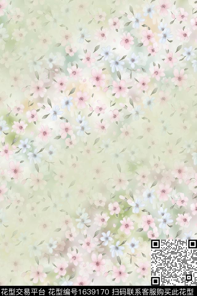 花卉水彩花卉小碎花数码印花华亿平台下载（图片编号: 1639170） - 瓦栏（Walan）