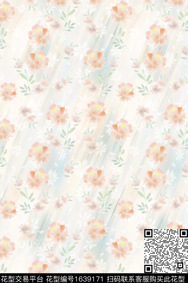 花卉小碎花水彩花卉数码印花华亿平台下载（图片编号: 1639171） - 瓦栏（Walan）