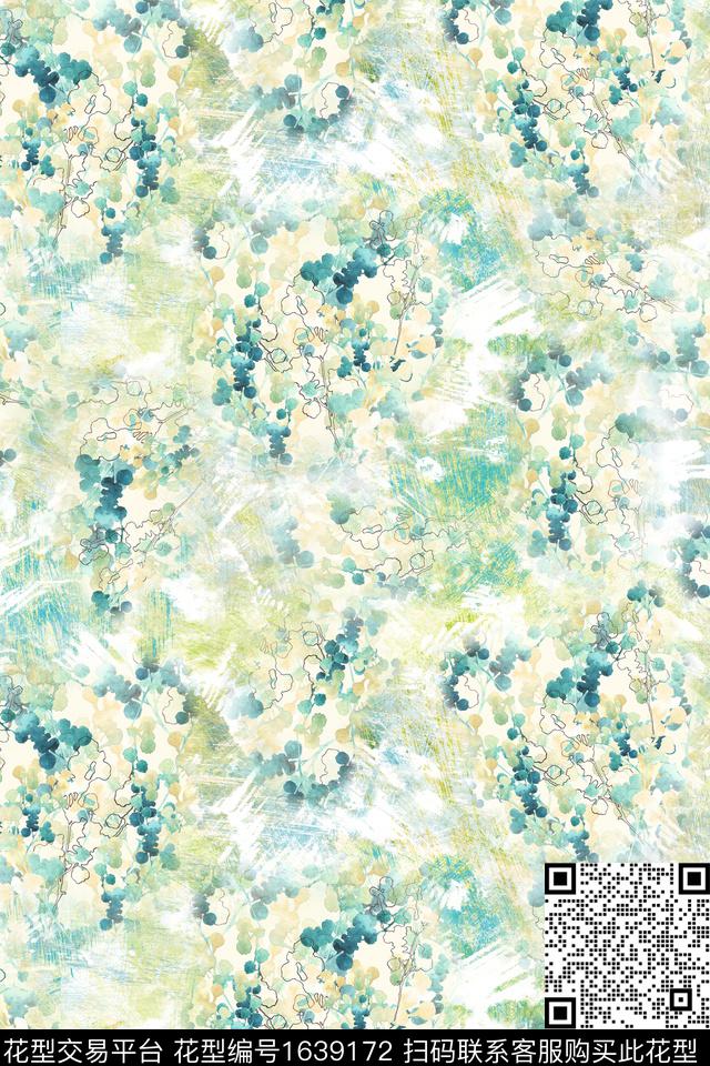 抽象水彩数码印花华亿平台下载（图片编号: 1639172） - 瓦栏（Walan）