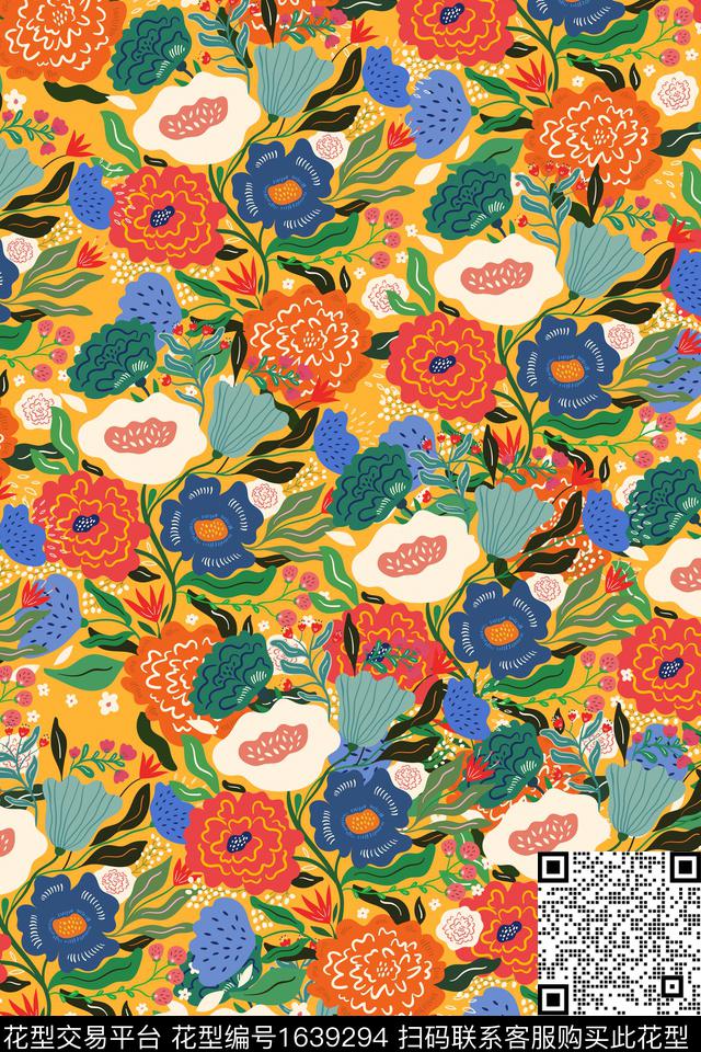 花卉小碎花女装数码印花华亿平台下载（图片编号: 1639294） - 瓦栏（Walan）