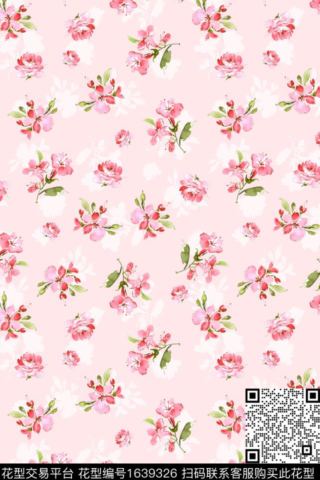 水彩花卉小碎花剪影数码印花华亿平台下载（图片编号: 1639326） - 瓦栏（Walan）