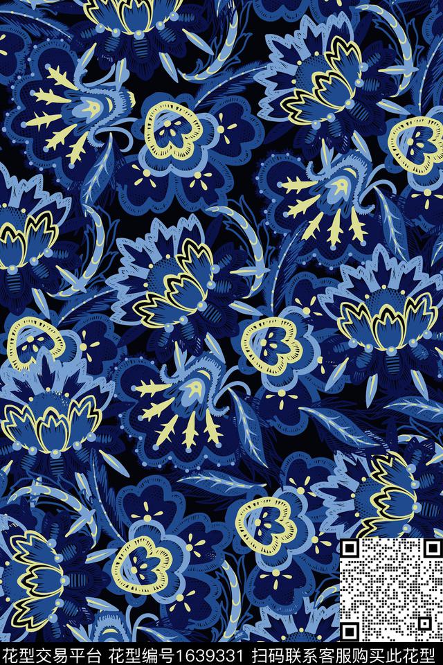 民族风花卉女装数码印花华亿平台下载（图片编号: 1639331） - 瓦栏（Walan）
