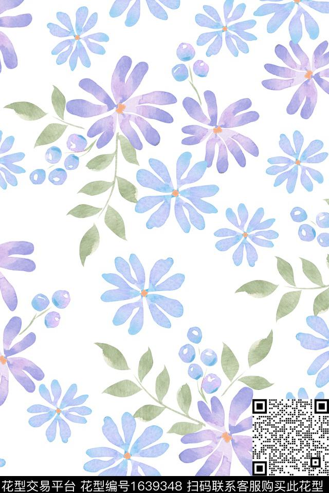 小清新花卉小碎花数码印花华亿平台下载（图片编号: 1639348） - 瓦栏（Walan）