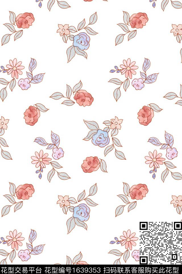 小清新花卉小碎花数码印花华亿平台下载（图片编号: 1639353） - 瓦栏（Walan）