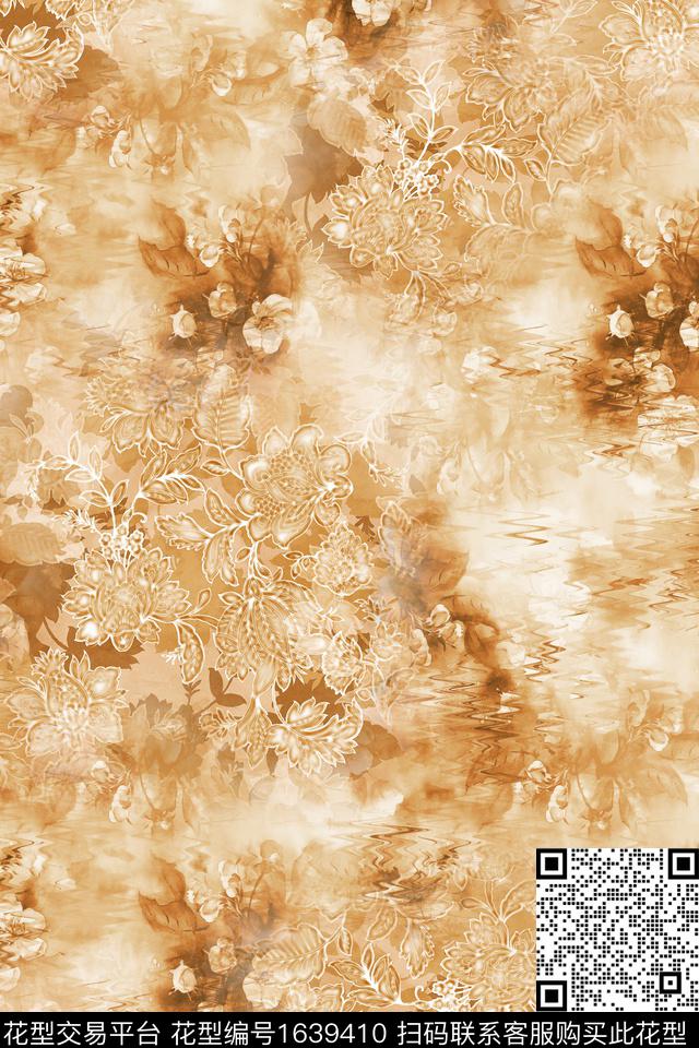 晕染肌理花卉春夏华亿平台数码印花华亿平台下载（图片编号: 1639410） - 瓦栏（Walan）