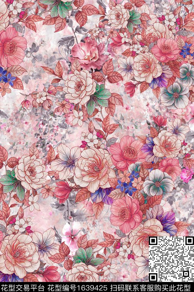 年轻女装花卉小碎花数码印花华亿平台下载（图片编号: 1639425） - 瓦栏（Walan）