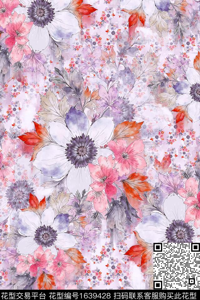 年轻女装花卉小碎花数码印花华亿平台下载（图片编号: 1639428） - 瓦栏（Walan）