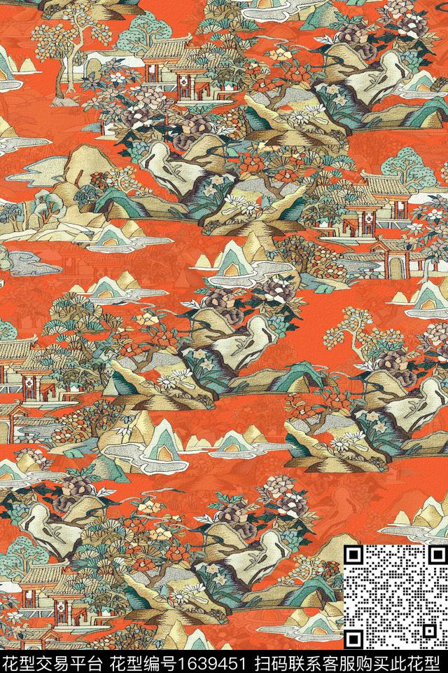 绣花华亿平台中国风旗袍数码印花华亿平台下载（图片编号: 1639451） - 瓦栏（Walan）