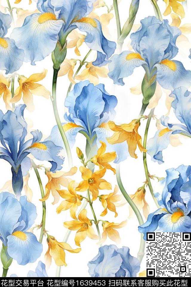 植物大花花卉数码印花华亿平台下载（图片编号: 1639453） - 瓦栏（Walan）
