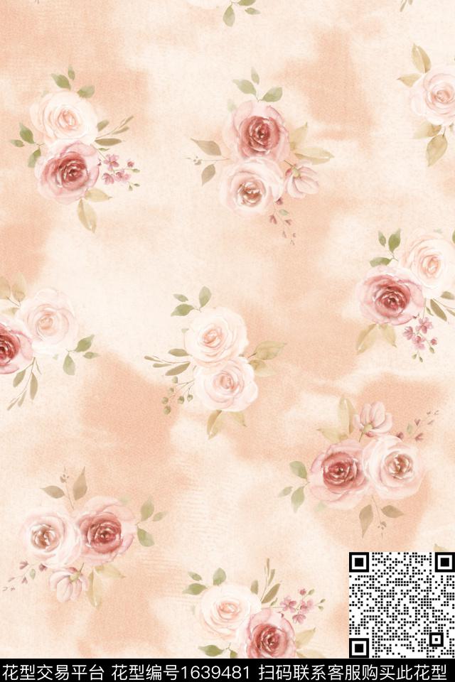 花卉春夏华亿平台水彩花卉数码印花华亿平台下载（图片编号: 1639481） - 瓦栏（Walan）