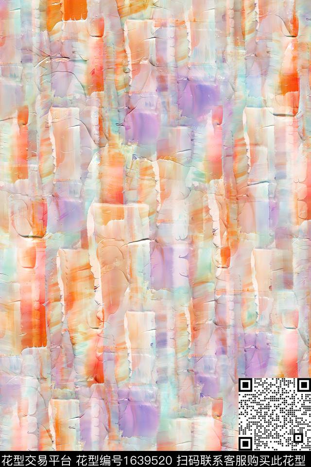 小清新真丝抽象数码印花华亿平台下载（图片编号: 1639520） - 瓦栏（Walan）