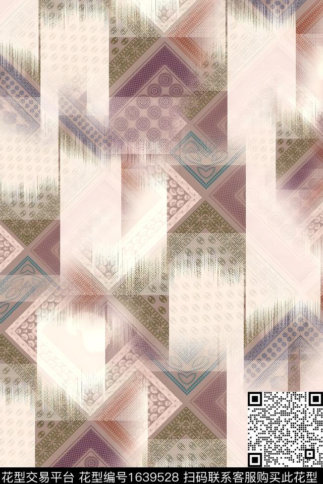 衬衫几何男装数码印花华亿平台下载（图片编号: 1639528） - 瓦栏（Walan）