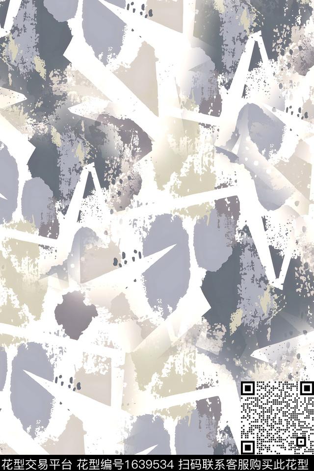 衬衫几何男装数码印花华亿平台下载（图片编号: 1639534） - 瓦栏（Walan）