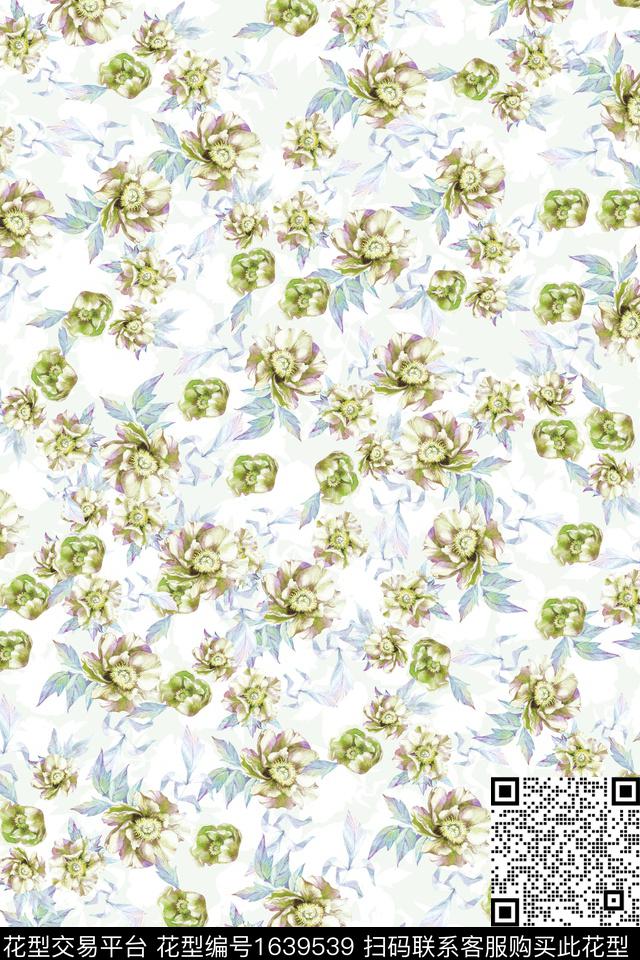 小清新真丝花卉数码印花华亿平台下载（图片编号: 1639539） - 瓦栏（Walan）