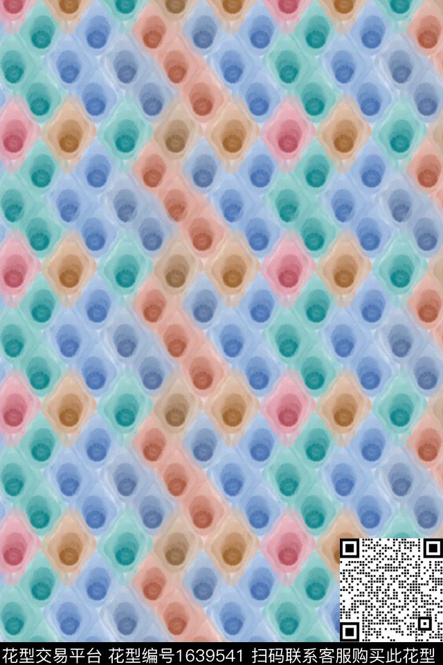 几何复古格子数码印花华亿平台下载（图片编号: 1639541） - 瓦栏（Walan）