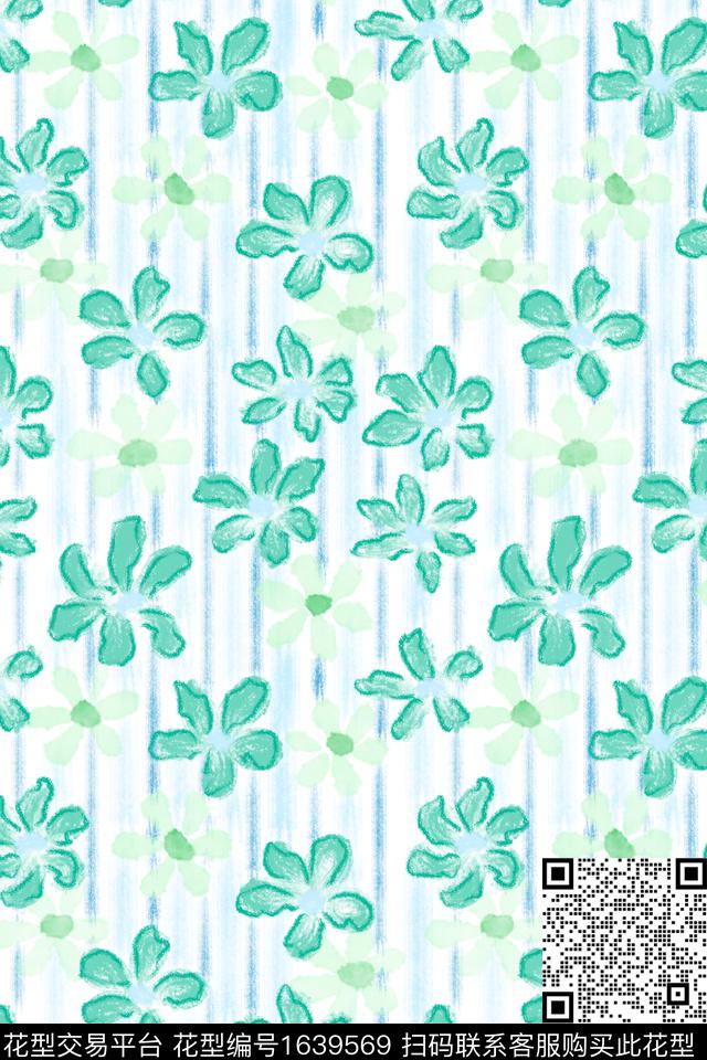 小清新清爽底花卉花卉数码印花华亿平台下载（图片编号: 1639569） - 瓦栏（Walan）