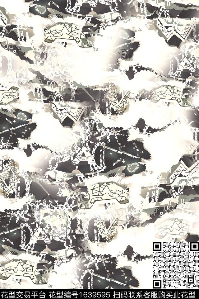 衬衫几何男装数码印花华亿平台下载（图片编号: 1639595） - 瓦栏（Walan）