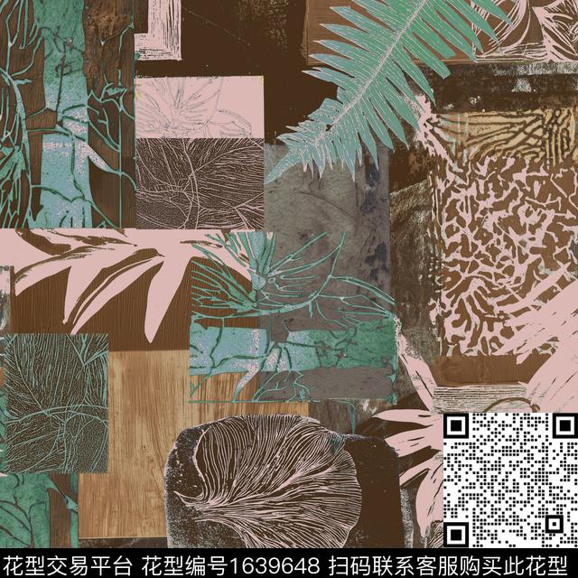 复古热带拼接数码印花华亿平台下载（图片编号: 1639648） - 瓦栏（Walan）