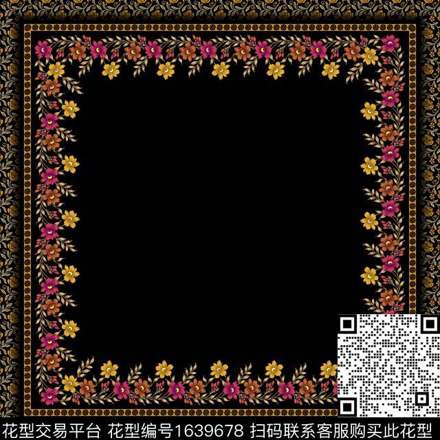民族风花卉围巾数码印花华亿平台下载（图片编号: 1639678） - 瓦栏（Walan）