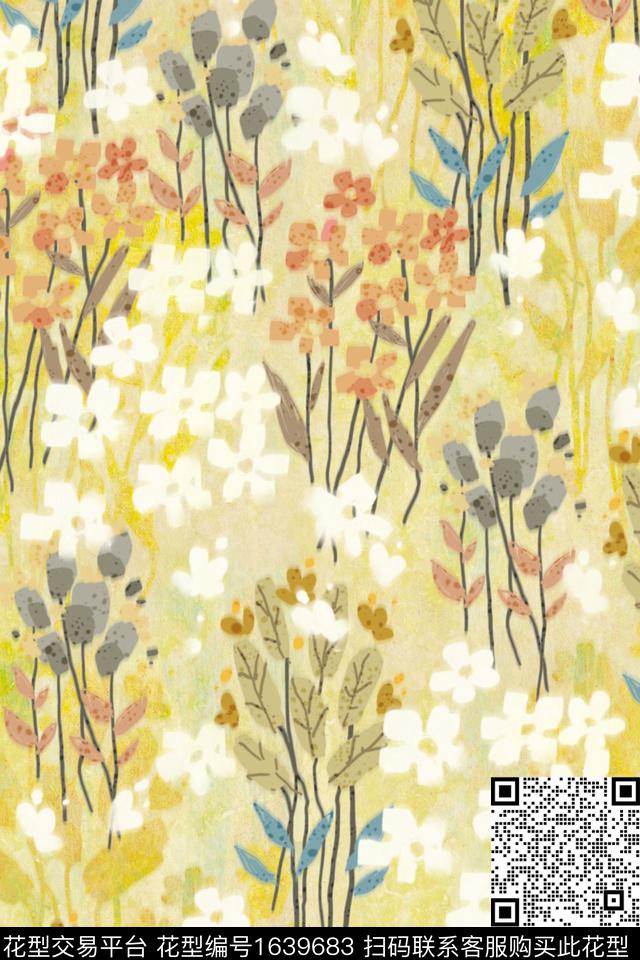 花卉童装抽象数码印花华亿平台下载（图片编号: 1639683） - 瓦栏（Walan）