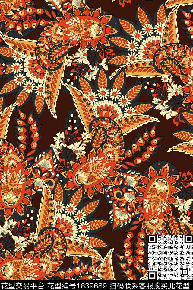 民族风佩斯利女装数码印花华亿平台下载（图片编号: 1639689） - 瓦栏（Walan）