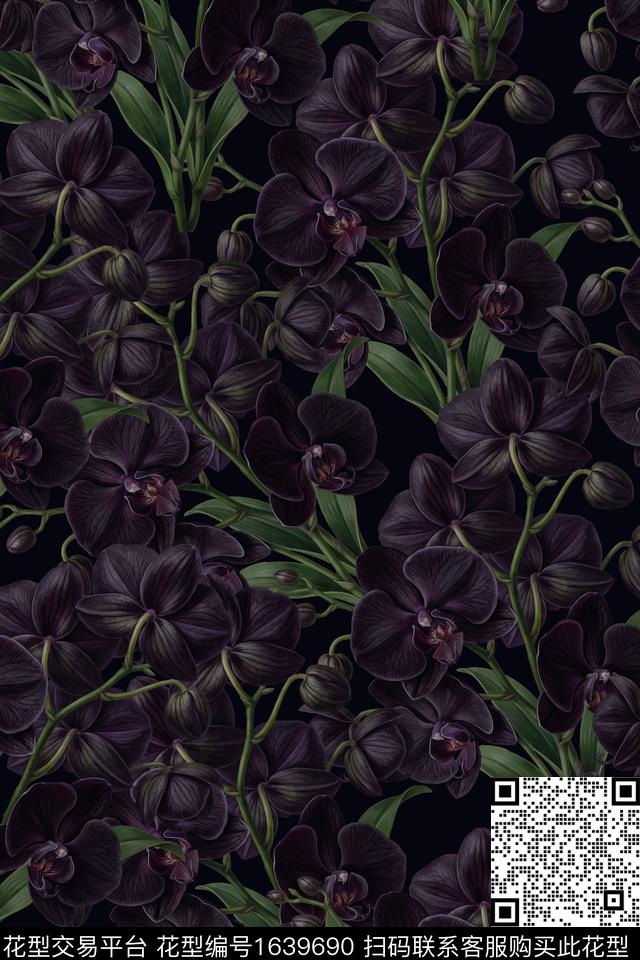 大花花卉女装数码印花华亿平台下载（图片编号: 1639690） - 瓦栏（Walan）