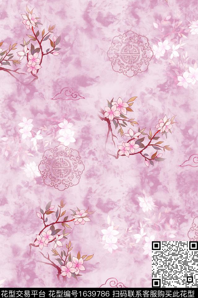 年轻女装晕染肌理花卉数码印花华亿平台下载（图片编号: 1639786） - 瓦栏（Walan）