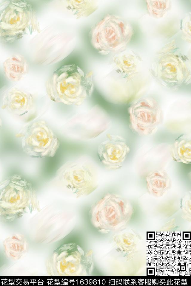 年轻女性花卉水彩数码印花华亿平台下载（图片编号: 1639810） - 瓦栏（Walan）