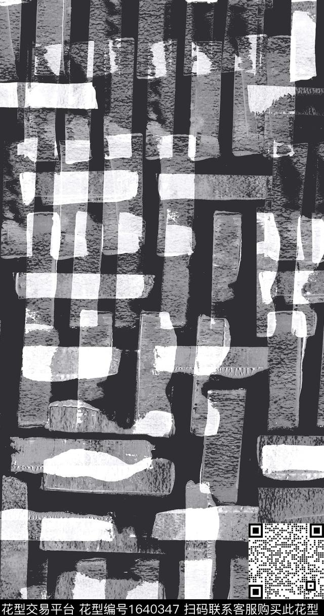 抽象黑白数码印花华亿平台下载（图片编号: 1640347） - 瓦栏（Walan）