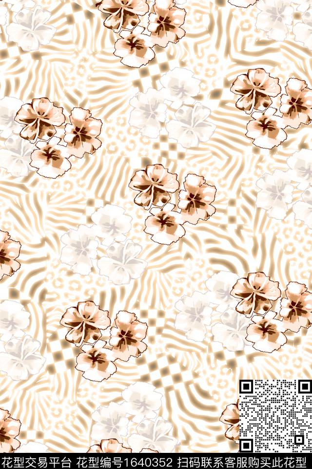动物纹满版散花花卉数码印花华亿平台下载（图片编号: 1640352） - 瓦栏（Walan）