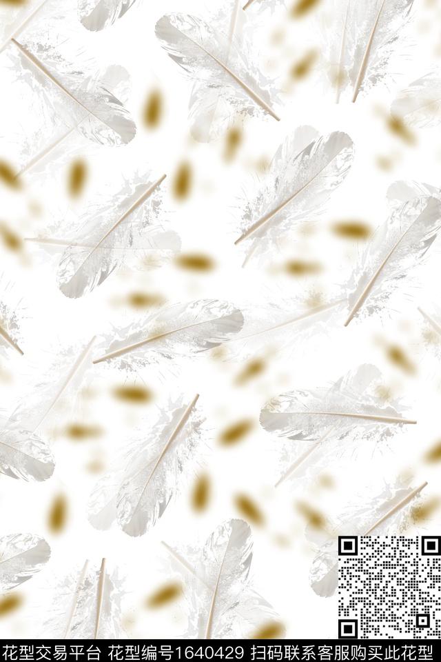 满版散花数码华亿平台羽毛数码印花华亿平台下载（图片编号: 1640429） - 瓦栏（Walan）