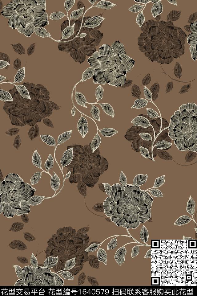 花卉大牌风中老年数码印花华亿平台下载（图片编号: 1640579） - 瓦栏（Walan）