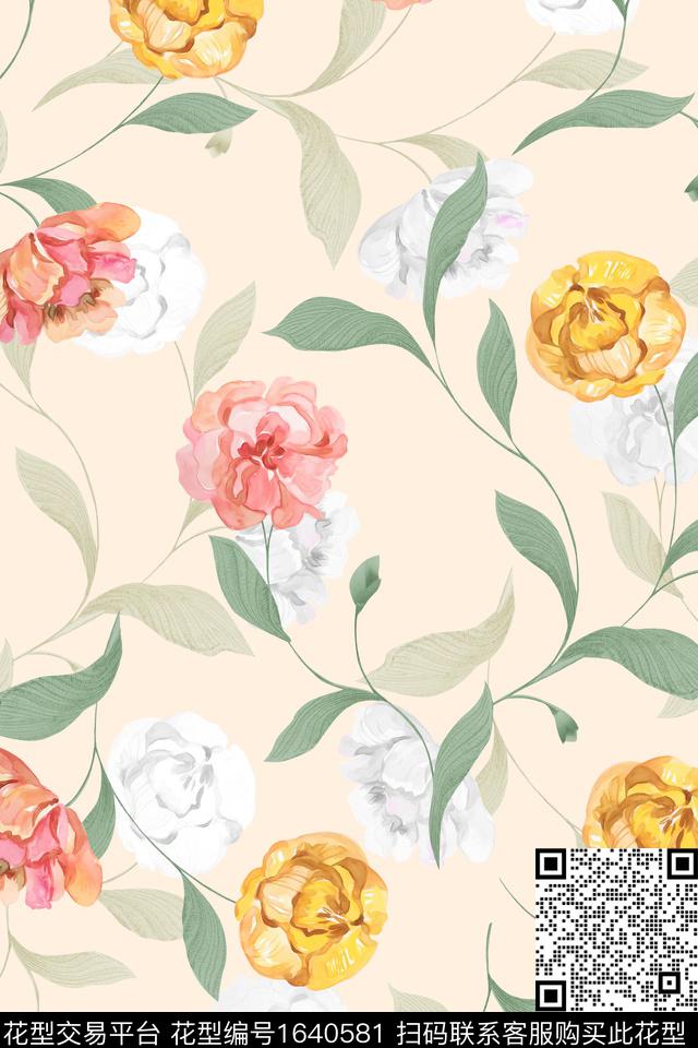 花卉小碎花大牌风数码印花华亿平台下载（图片编号: 1640581） - 瓦栏（Walan）