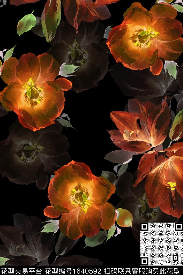 花卉大牌风中老年数码印花华亿平台下载（图片编号: 1640592） - 瓦栏（Walan）