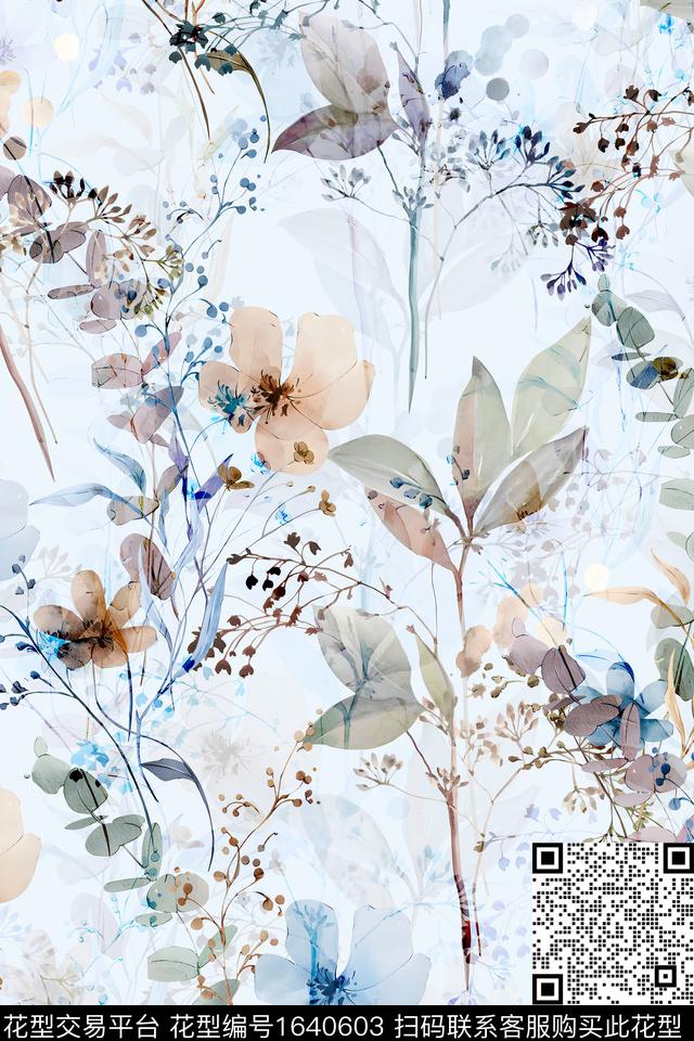 年轻女装真丝花卉数码印花华亿平台下载（图片编号: 1640603） - 瓦栏（Walan）