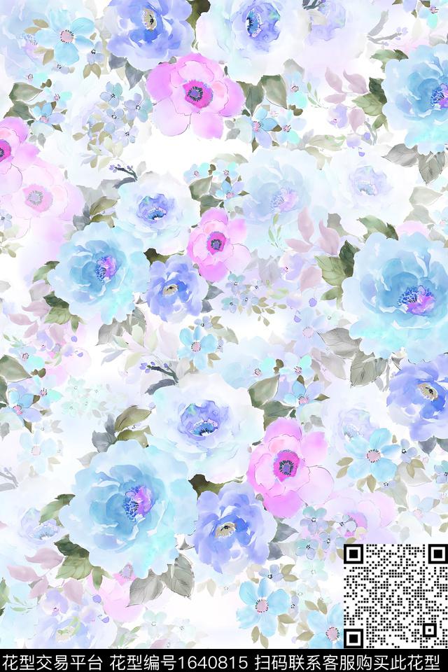 年轻女装真丝花卉数码印花华亿平台下载（图片编号: 1640815） - 瓦栏（Walan）