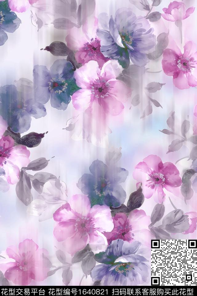 年轻女装真丝花卉数码印花华亿平台下载（图片编号: 1640821） - 瓦栏（Walan）