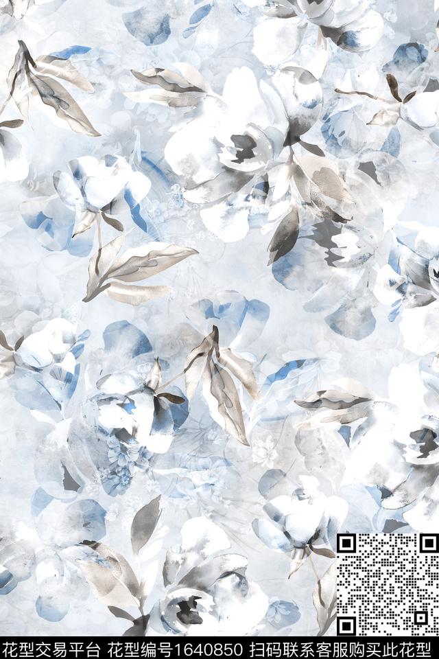 年轻女装真丝花卉数码印花华亿平台下载（图片编号: 1640850） - 瓦栏（Walan）