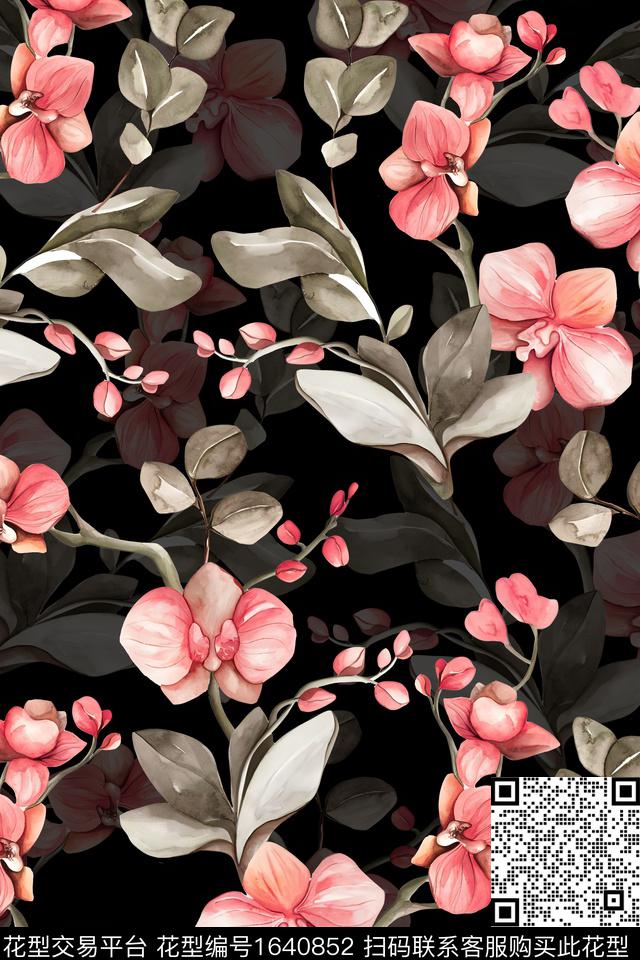 年轻女装真丝花卉数码印花华亿平台下载（图片编号: 1640852） - 瓦栏（Walan）