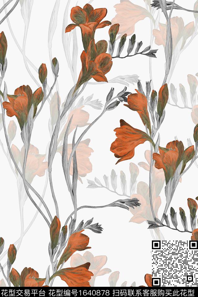 年轻女装花卉大牌风数码印花华亿平台下载（图片编号: 1640878） - 瓦栏（Walan）