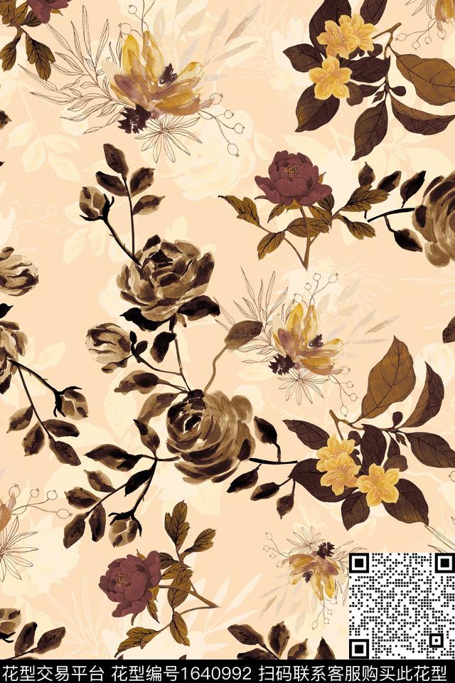 花卉大牌风数码印花华亿平台下载（图片编号: 1640992） - 瓦栏（Walan）